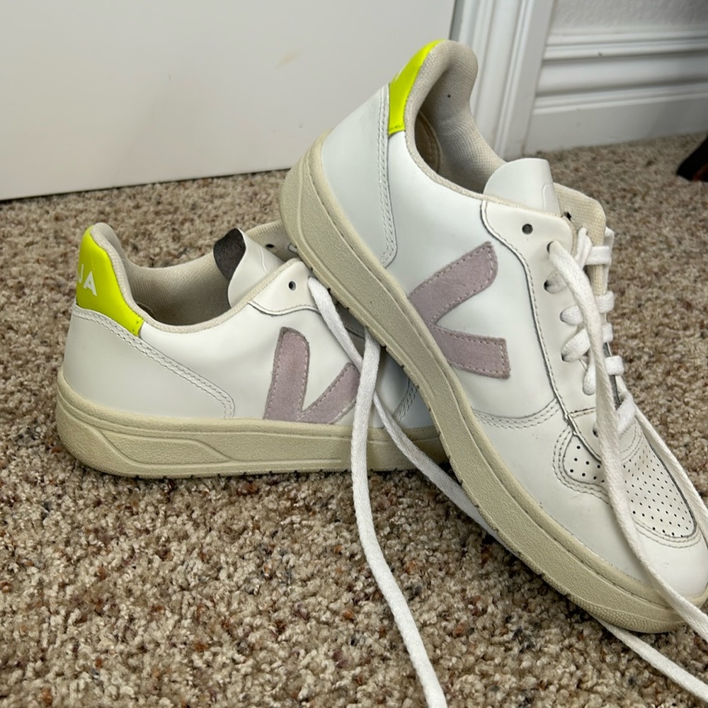 Veja sneakers with lilac and lime green for Madewell. Size 6 rarely worn